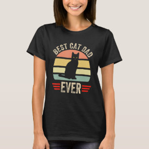Vintage Best Cat Dad Ever Brille Retro Vatertag T-Shirt