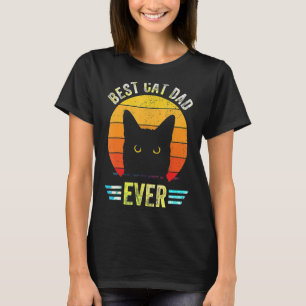 Vintage Best Cat Dad Ever Brille Retro Vatertag T-Shirt