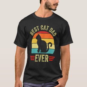 Vintage Best Cat Dad Ever Brille Retro Vatertag T-Shirt