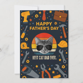 Vintage Best Cat Dad Ever Vatertagsgeschenkkarten Einladung