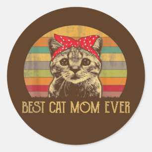 Vintage Best Cat Mom Ever Muttertag Geschenk Runder Aufkleber