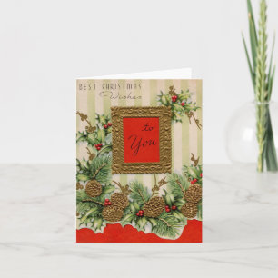Vintage Best Christmas Wishes Karte