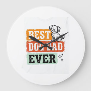 Vintage Best Dog Dad Ever Süßes Hund-Shirt Design_ Große Wanduhr