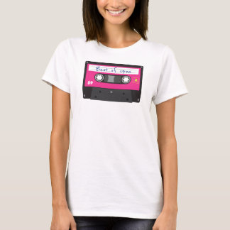 Vintage Best of 1970 Schwarz und Rosa Kassette T-Shirt