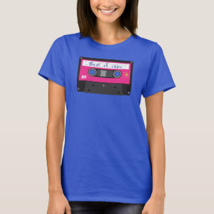 Vintage Best of 1980 Schwarz und Rosa Kassette Tap T-Shirt