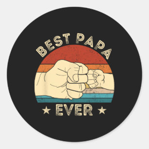Vintage Best Papa Ever Fist Bump Lustiger Opa Fett Runder Aufkleber
