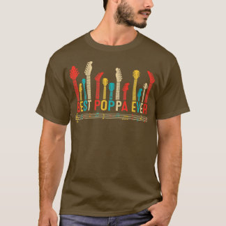 Vintage Best Poppa Ever Daddy Guitar Fathers Day R T-Shirt