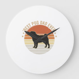 Vintage Best Pug Dad Ever Hundeliebhaber-Shirt Des Große Wanduhr