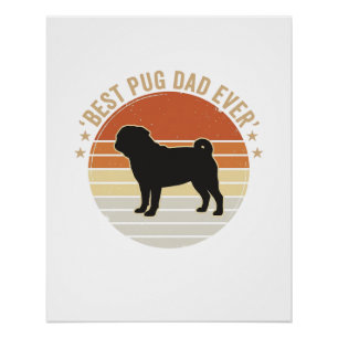 Vintage Best Pug Dad Ever Hundeliebhaber Shirt Des Poster
