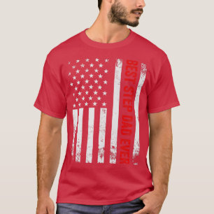 Vintage Best Step Dad Ever American Flag Father's T-Shirt