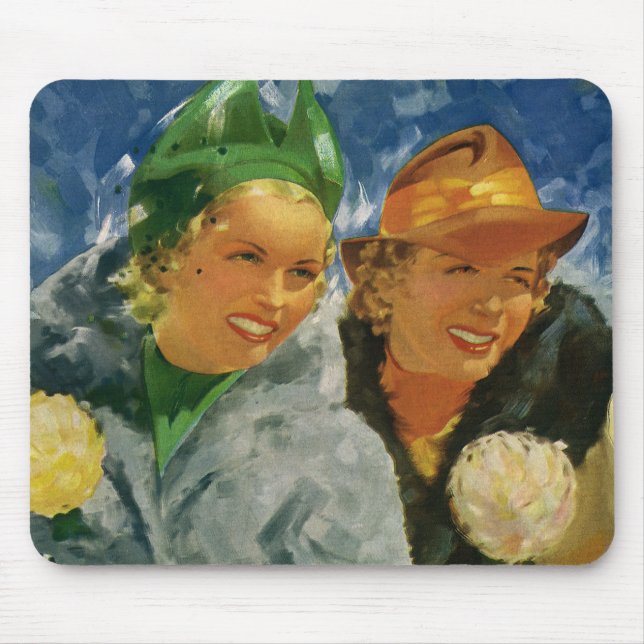 Vintage beste Freunde! Elegante und stilvolle Frau Mousepad (Vorne)