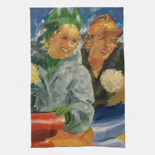 Vintage-Beste-Freundinnen! Elegante und stilvolle  Geschirrtuch