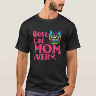 Vintage Beste Katzenmutter Aller Zeiten Bunte Katz T-Shirt