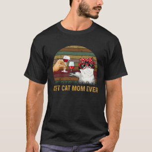 Vintage beste Katzenmutter jemals Wein trinkende M T-Shirt