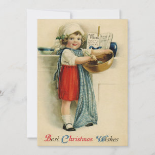Vintage Beste Weihnachtswünsche Backen Mädchen Fei Feiertagskarte