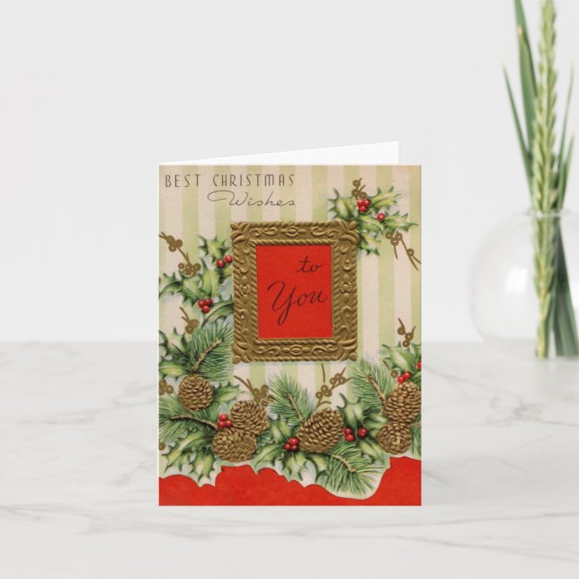 Vintage beste Weihnachtswünsche Karte (Vorderseite)