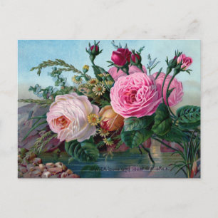Vintage Beste Wünsche Blumen Postkarte