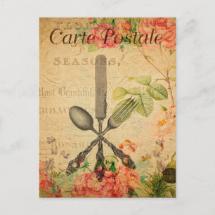Vintage-Besteck-Set Gabel Messer Löffel Küche Postkarte