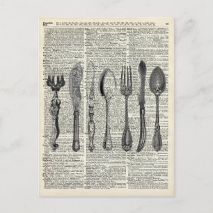 Vintage-Besteck-Set Postkarte