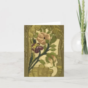 Vintage bestickte Blätter und Blume Feiertagskarte