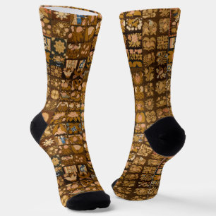 Vintage bestickte Blumendecke mit Tieren Socken