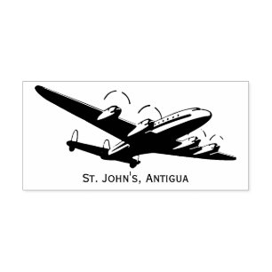 Vintage Bestimmungsort-Flugzeug-Briefmarke Gummistempel