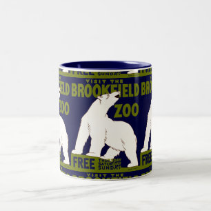Vintage "Besuchen Sie den Brookfield Zoo" Eisbär W Zweifarbige Tasse