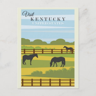 Vintage Besuchen Sie Kentucky Pferde Reiseplakat Postkarte