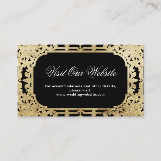 Vintage Besuchskarte für Schwarz/Gold Platzkarte (Vorderseite)