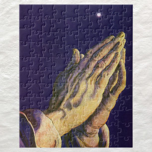 Vintage betende Hände mit dem Stern von Bethlehem Puzzle