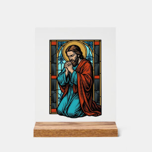 Vintage betende religiöse Figur Vektor-Shirt Desi Acrylschild