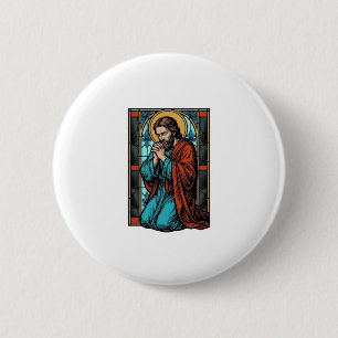 Vintage betende religiöse Figur Vektor-Shirt Desi Button