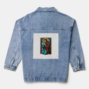 Vintage betende religiöse Figur Vektor-Shirt Desi Jeansjacke