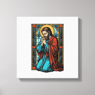 Vintage betende religiöse Figur Vektor-Shirt Desi Leinwanddruck