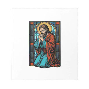 Vintage betende religiöse Figur Vektor-Shirt Desi Notizblock