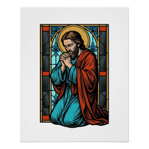 Vintage betende religiöse Figur Vektor-Shirt Desi Poster