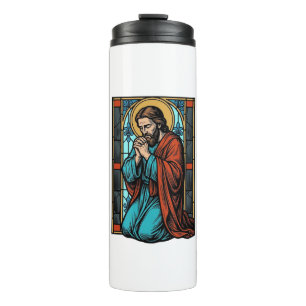 Vintage betende religiöse Figur Vektor-Shirt Desi Thermosbecher