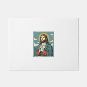Vintage betender Heiland religiöses Shirt-Design_1 Fußmatte