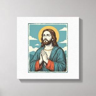 Vintage betender Heiland religiöses Shirt-Design_1 Leinwanddruck