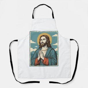 Vintage betender Heiland religiöses Shirt-Design_1 Schürze