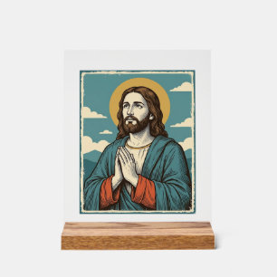 Vintage betender Heiland religiöses Shirtsdesign_1 Acrylschild