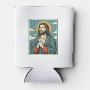 Vintage betender Heiland religiöses Shirtsdesign_1 Dosenkühler