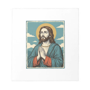 Vintage betender Heiland religiöses Shirtsdesign_1 Notizblock