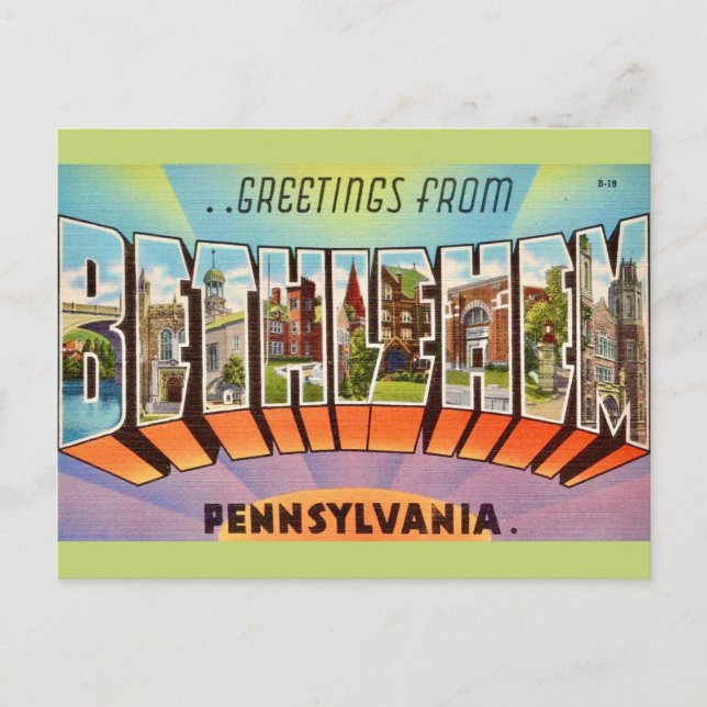 Vintage Bethlehem PA Postkarte (Vorderseite)