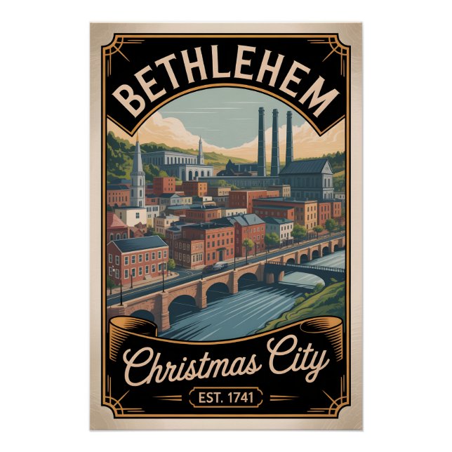 Vintage Bethlehem Pennsylvania Retro-Reise Poster (Vorderseite)