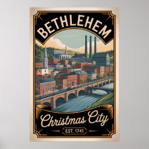 Vintage Bethlehem Pennsylvania Retro-Reise Poster