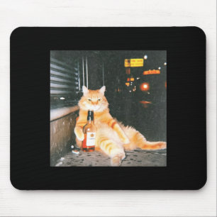 Vintage betrunkenes Katzen-Meme auf nächtlicher St Mousepad