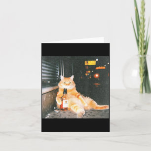 Vintage betrunkenes Katzen-Meme in nächtlicher Str Karte