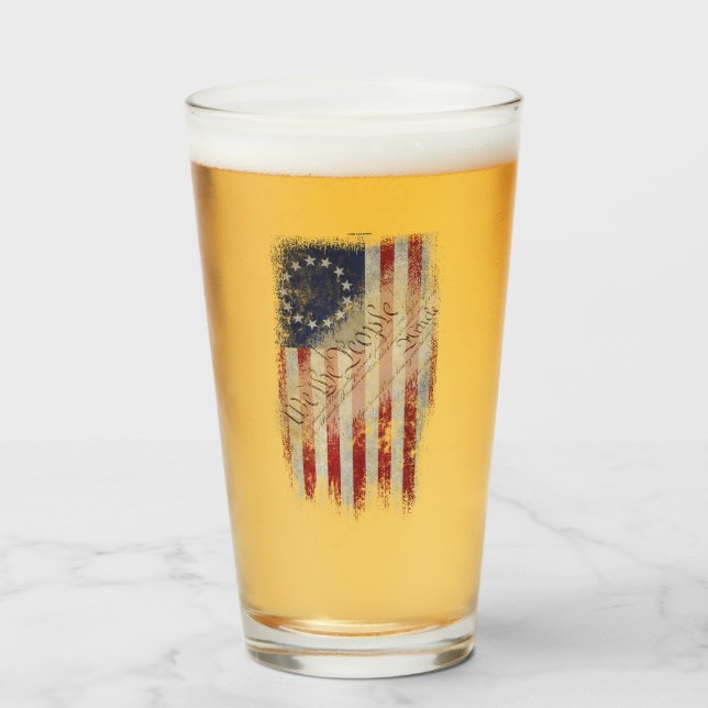 Vintage Betsy Ross American Flag Glas (Vorne (Gefüllt))