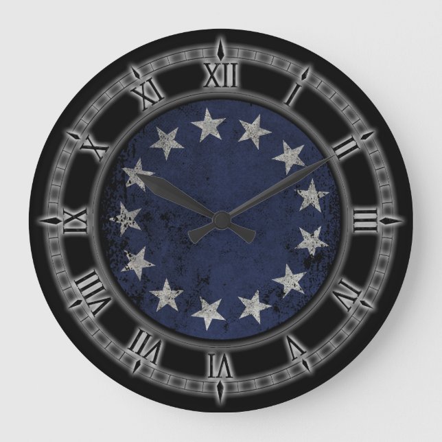 Vintage Betsy Ross American Flag Große Wanduhr (Vorderseite)